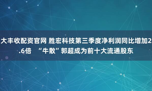 大丰收配资官网 胜宏科技第三季度净利润同比增加2.6倍   “牛散”郭超成为前十大流通股东