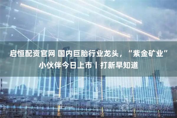 启恒配资官网 国内巨胎行业龙头，“紫金矿业”小伙伴今日上市丨打新早知道