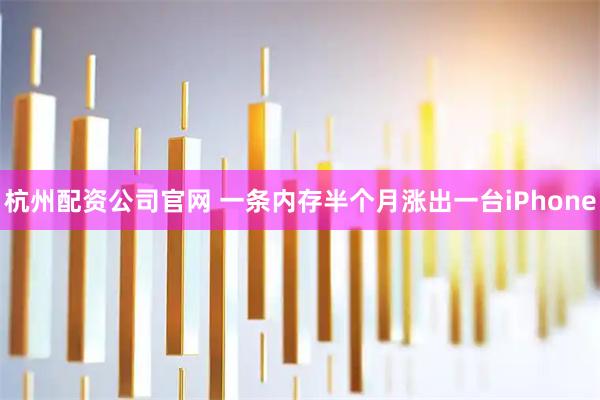 杭州配资公司官网 一条内存半个月涨出一台iPhone